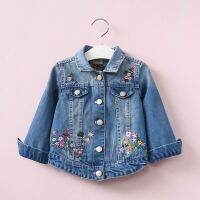 【CC】 Baby Denim Jacket 2019 New Embroidery Flowers Jeans Kids Coats Clothing Children LZ381