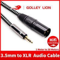 GOLLEY LION สายแจ็ค Aux 3.5มม. เป็น XLR ตัวผู้สายสัญญาณเสียงสำหรับเครื่องผสมแอมป์ระบบ Hifi