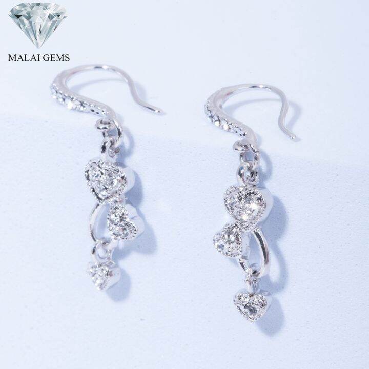 malai-gems-ต่างหูเพชร-เงินแท้-silver-925-เพชรสวิส-cz-เคลือบทองคำขาว-รุ่น-51000126-แถมกล่อง-ต่างหูcz-ต่างหูเงินแท้