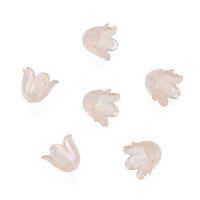 200pc 6-Petal Imitation Jelly Acrylic Bead Caps AB Color Plated Flower Wheat 11.5x10.5x8.5mm Hole: 1.4mm