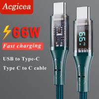 USB C to USB Type C Cable 66W LED Digital Display Mobile Phone Charge Cable 6A PD Fast Charging Cord for Macbook Xiaomi Samsung