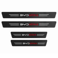 For BYD Atto 3 EV 2022 2023 Car Door Sill Leather Stickers Protection Plate Carbon Fiber Threshold Strip Taildoor Accessories gaudily