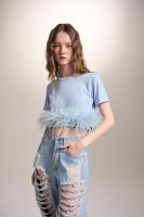 VRT - T-shirt / Cut off feather top