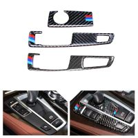 ﹊ﺴ۞ 1PC Real Carbon Fiber Center Gear Shift Panel Frame Gear Knob Cover Trim for BMW 5 Series GT X3 X4 F07 F10 F25 F26