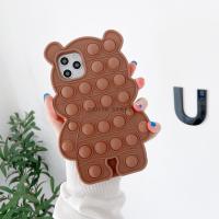 Cartoon Bear Silicon Phone Case For Iphone 12 Pro Max 11 6 6S 7 8 Plus X XR XS Max Animals Cover Reliver Stress Bubble Cover