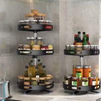 【CC】۞○▣  Cosmetics Tray Countertop Supplies Capacity Plastic Large Rotating Shelf Spice Holder Storing