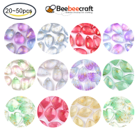 20-50 pc Transparent Leaves Glass Spray Painted Charms Mixed Color Two-Tone Crystal Leaves Dangle Pendants for Jewelry Bracelet Earring Crafting Accessories