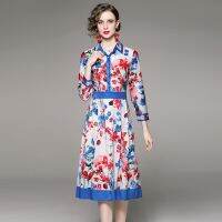 All-Match Waist Slimming Positioning Printed Dress