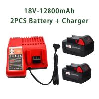 ncsr09 100 Original 18V 12800mAh Replacemet Lithium ion 12.8Ah Battery for Milwaukee Xc M18 M18B Cordless Tools Batteries Charger