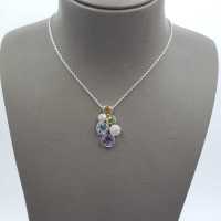 NKLMP0193 [เซตเต้ โมด้า] สร้อยคอ พลอย Blue Topaz, Amethyst, Peridot, Citrin ตัวเรือนเงิน สเตอริงค์ ซิลเวอร์ ชุบทองคำขาว 18K