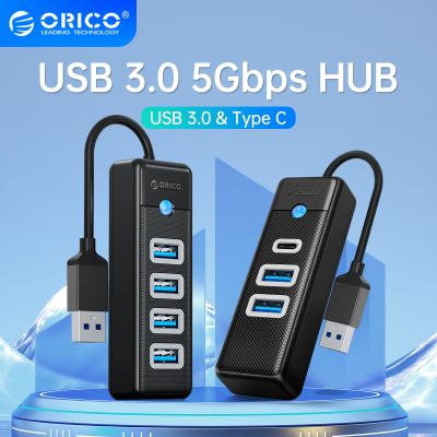 ORICO 4พอร์ต USB ฮับ3.0 5Gbps ความเร็วสูงหลายประเภท C Splitter บางเฉียบอุปกรณ์สำหรับคอมพิวเตอร์พีซีอะแดปเตอร์ OTG Macbook Pro