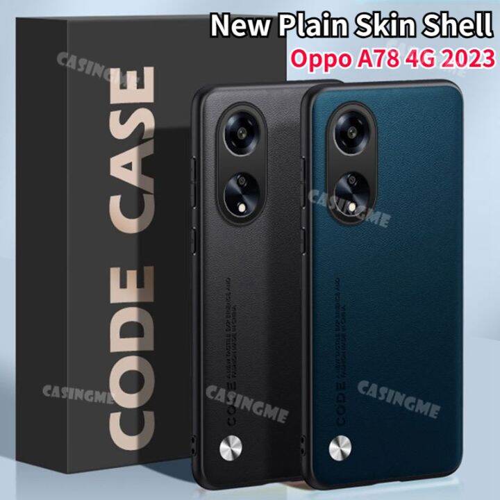 a78-oppo-4g-2023เคสหนังผิวเรียบง่ายสุดหรูสำหรับ-oppo-a78-4g-a-78-oppoa78-78a-2023-4g-5g-ฝาหลังเคสฮาร์ดพีซีกันกระแทกผิวด้าน