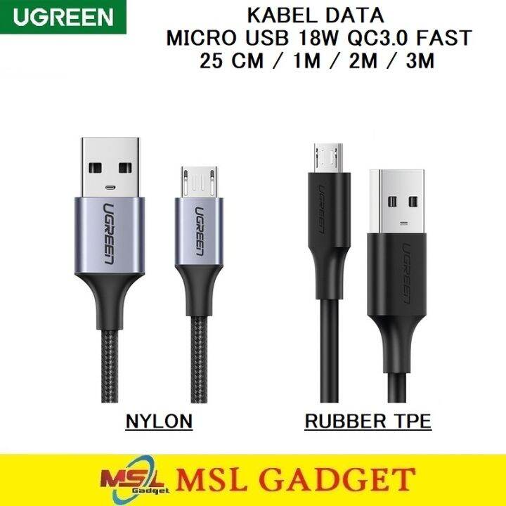 Ugreen Kabel Data Micro Usb Qc Fast Charging Panjang Pendek Lazada Indonesia