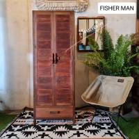 ตู้ไม้สัก ทรงโบราณ แบบสูง พร้อมลิ้นชัก Cabinet old teak wood