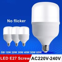 [HOT QQZIWWUJJWG 104] หลอดไฟ LED E27 5วัตต์10วัตต์20วัตต์30วัตต์40วัตต์50วัตต์60วัตต์ไม่มีการสั่นไหวหลอดไฟ LED AC220V Bomlillas LED Ampoule Blub สำหรับในร่มบ้านครัวแสง