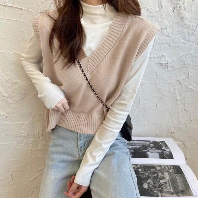 Ladies Korean Version Small Fragrant Loose V-neck Knit Vest