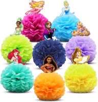 9pcs Princess Centerpieces Party Table Party Disposable Tableware Set Cake Topper Supplies Desk Decoration Party Favor for Girls