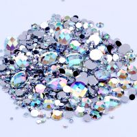 Mixed Sizes 1000pcs Crystal AB Round Acrylic Loose Flatback Rhinestones Nail Art Stones For Wedding Clothing Decoration Headbands