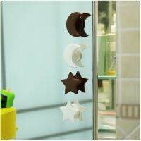 5Pcs Glass Door Knob Sliding Cute Star Moon Handle Paste Knobs Cabinet Safety Self Adhesive Door Handles Grip Furniture Fitting