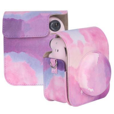 PLZ สำหรับ FUJIFILM Instax Mini 12ทาสีเต็มรูปแบบเคสหนังกระเป๋ากล้องพร้อมสายคล้อง