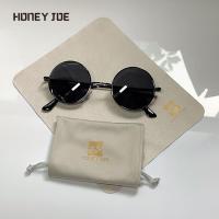 Retro Vintage Small Round Polarized Sunglasses Men Brand Designer Sun Glasses Women Metal Frame Black lens Eyewear Driving UV400 Rotary Tool Parts Acc