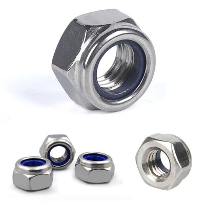 ↂ☽☏ 5Pcs 304 Lock Nuts M3 M4 M5 M6 M8 M10 M12 M16 to M24 Nylon Hexagon Nuts Screw Cap T Type A2 Stainless Steel Fasten Part