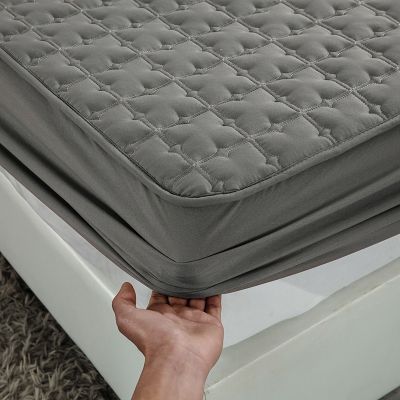 ผ้าคลุมเตียงขนาดคิงไซส์ป้องกันแบคทีเรียผ้าคลุมที่นอนแบบบุ1 100% ฝ้ายหนาขึ้นไม่รวมปลอกหมอนปลอกปกป้องเข่าสั่งทำ