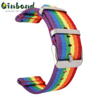 Qinband ผ้าสไตล์ใหม่ทั่วไปสายสายนาฬิกาข้อมืออ่อนระบายอากาศกำไลข้อมือผู้ชายอุปกรณ์เสริมสำหรับเปลี่ยนสายรัดข้อมือปลดเร็ว20มม. 22มม.