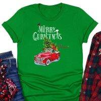 [COD] MERRY CHRISTMAS red tree letter printing simple short-sleeved round neck T-shirt foreign trade top