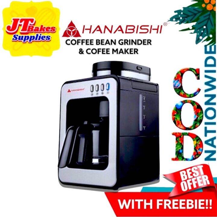 csbHANABISHI 2 IN 1 Coffee Maker and Grinder HGRCM2IN1 with Freebie