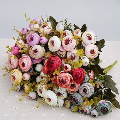 hot【cw】 10Heads/Bundle Silk Bride Bouquet for Wedding New Year Decoration Fake Artificial Flowers