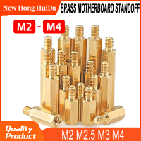 M2.5 M3 M4 Hex ทองเหลืองเมนบอร์ดชายหญิง Standoff ทองแดง Mount Board Rack Stud เกลียวเสา PCB คอลัมน์ Spacer สกรู