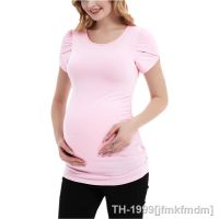 ▪✷✥ Camiseta de maternidade verão curto pétala manga t camisa ruched lado gravidez roupas femininas túnica topos casuais básico