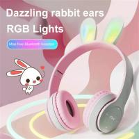 Wireless Earphones Rabbit Ears Headset With Mic Foldable Cute Girls Music Bluetooth Headphones For Childrens Gamer Headset Over The Ear Headphones