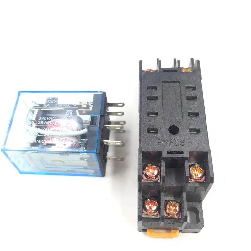 HH52P MY2NJ Relais 220V AC DPDT Elektromagnetisches Relais mit Sockelbasishalter