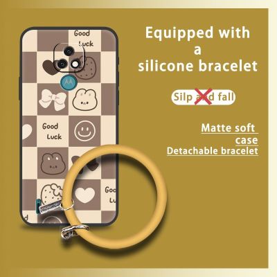 trend texture Phone Case For MOTO E7 creative ring protective hang wrist Cartoon couple ultra thin soft shell cartoon