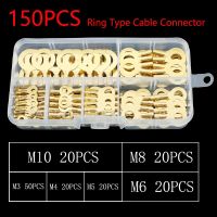 150PCS M3/M4/M5/M6/M8/M10 Ring Lugs Ring Eye Copper Crimp Terminals Cable Lug Wire Connector Non-insulated Diy Assortment Kit Electrical Circuitry  Pa