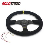 14 inch Universal Racing Suede Steering Wheel Flat styp Racing sport Steering Wheel with logo Furniture Protectors  Replacement Parts