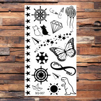 【cw】Black Elephant Cartoon Diamond Arrow Temporary Tattoos For Children s Realistic Pirate Flower Feather Fake Tatoos Sticker 【hot】