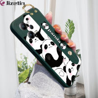 เคส Jizetin เคสสำหรับ Xiaomi X5 Poco 5G MI Poco X5 Pro 5G (พร้อมสายรัดข้อมือ) เคสเคสซิลิโคนโทรศัพท์รูปแพนด้าน่ารักเคสปกป้องเลนส์แบบเต็มรูปแบบเคสกันกระแทก