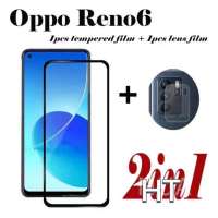 2in1 OPPO Reno6 5G ฟิล์มเลนส์กล้อง + ฟิล์มกระจกเต็มจอขอบดำ ฟิล์มกันกระแทก....