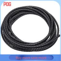 PDG 5.5 Yards สีดำสีดำ สายหนังแท้ เครื่องหนังแท้ รอบพับ สายพับกลม สายกำไลข้อมือ 3mm คะ สายถักเปียแถบแท้ ทำเครื่องประดับ DIY