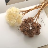 【LZ】✻✳  Barato 12 pçs artificial dandelion flor espetado bola de plástico buquê decoração para casa presente de aniversário do casamento arranjo de flores falsas