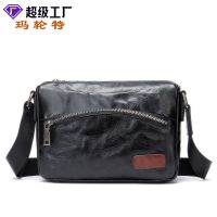 [COD] Guangzhou Mens Tooling Messenger Shoulder Hand Grain Layer Cowhide Wholesale