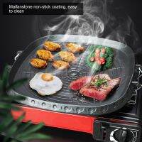 【อุปกรณ์แคมปิ้ง】Non‑Stick Square BBQ Plate กระทะย่างถาดอบอุปกรณ์กลางแจ้งอุปกรณ์ครัว