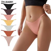 Ice Silk Seamless Sexy T Pants Exquisite Buckle Thong Panties Large Size Cotton Wave Bottom Ladies Panties