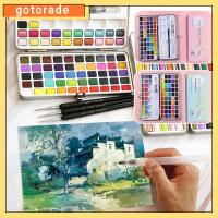 GOTORADE อุปกรณ์ศิลปะสำหรับใช้ ชุดระบายสีน้ำ มืออาชีพอย่างมืออาชีพ แบบพกพาได้ สีน้ำสีฟ้า แบบพื้นฐาน สี50/72/90 ชุดสีน้ำนีออนแวววาว