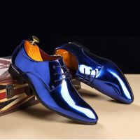 Coslony Men Leather Shoes Trend Pointed Toe 2023 new Fashion Bright casual Business Shoes Casual Wedding Shoes Big size 47 48