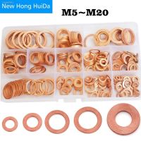 ☊₪✾ Copper Washer Gasket Set Plain Washer With Box Fitting for Screw Bolts Ring Seal Assortment Kit Set M5 M6 M8 M10 M12 M14 M16 M20