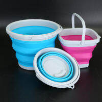 ถังน้ำพลาสติกพับได้ แก้วน้ำพลาสติก  แบบพกพาพับถังซิลิโคนพลาสติก Multifunctional Bucket